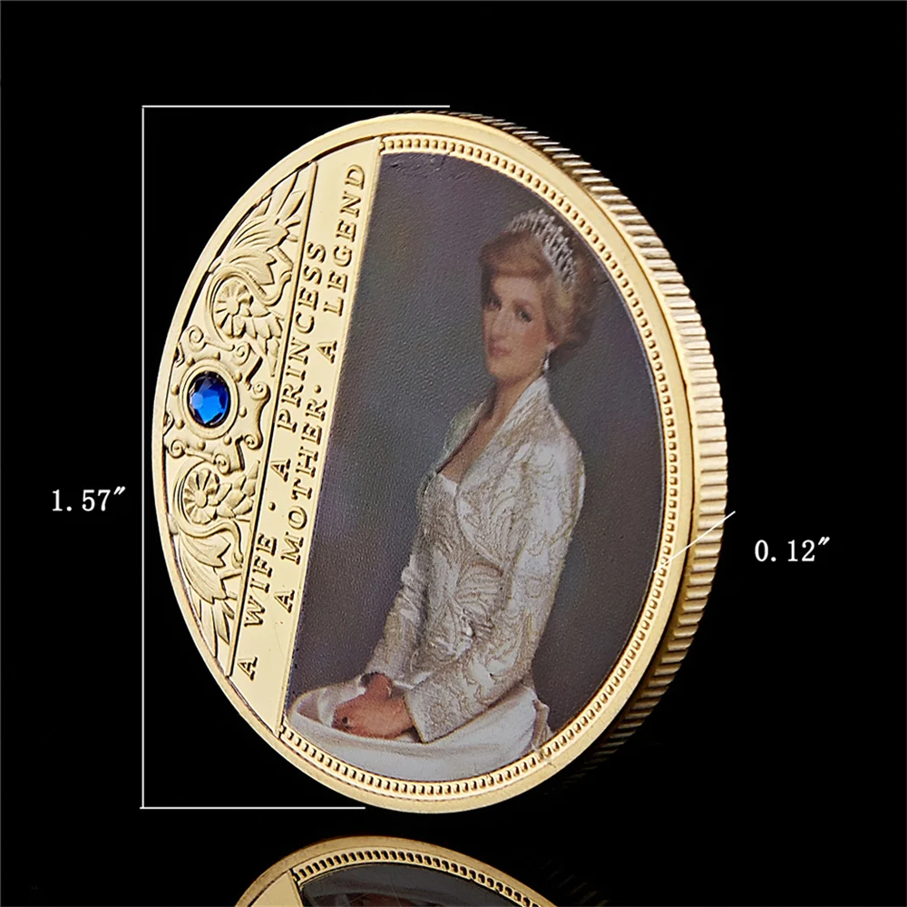 Collectible British Diana Princess Rose With Diamond Last Rose Professional Commemorative Token Coin