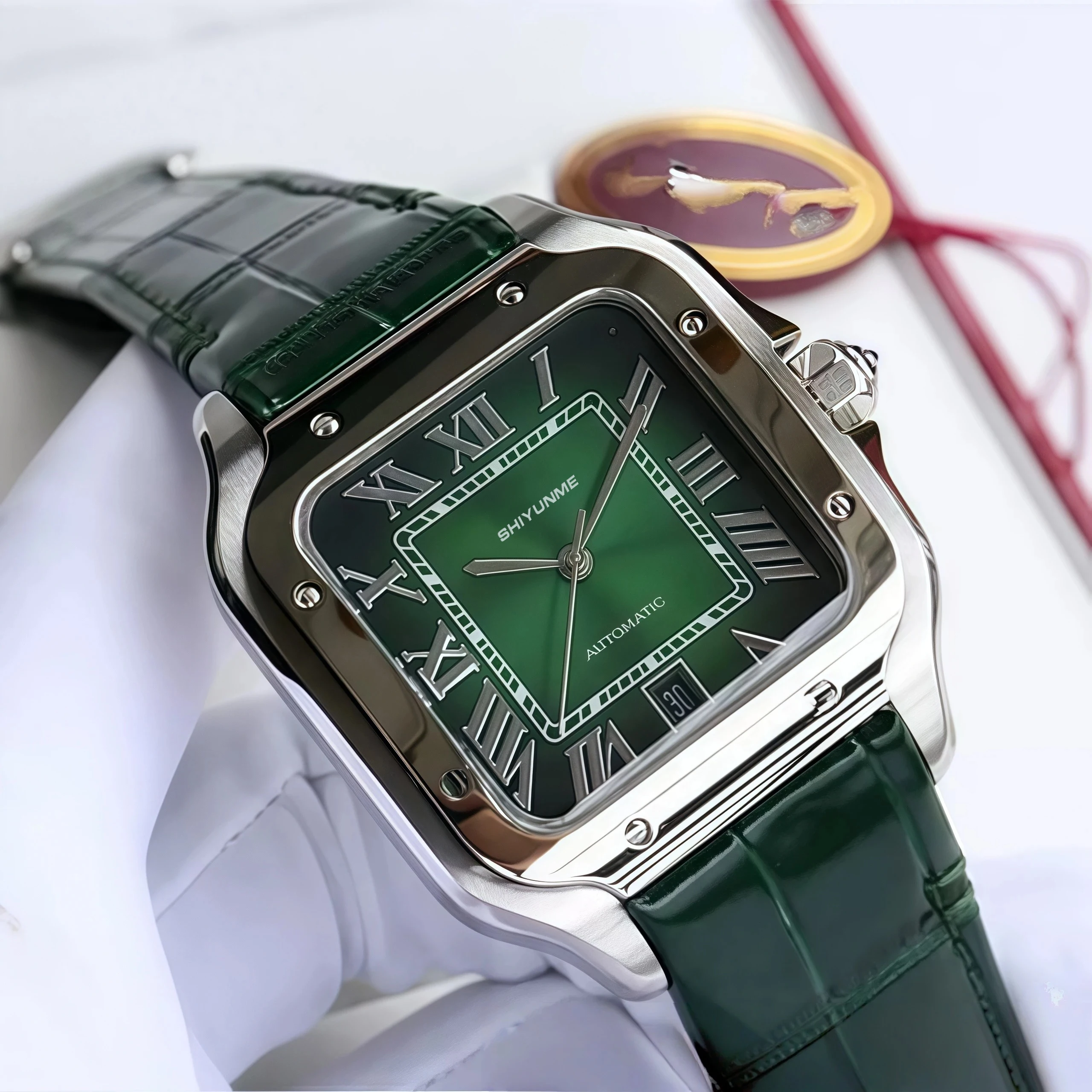 Montre multifonction pour hommes, série cuir 42MM, automatique, mécanique, exquise, classique, à la mode
