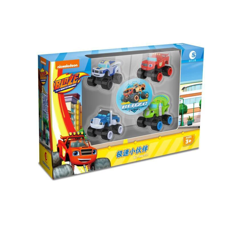 4Pcs Monsters Machines Alloy Car Toys Russian Classic Blaze Model Vehicles Truck Cartoon Figure Game For Kids Christmas Gifts