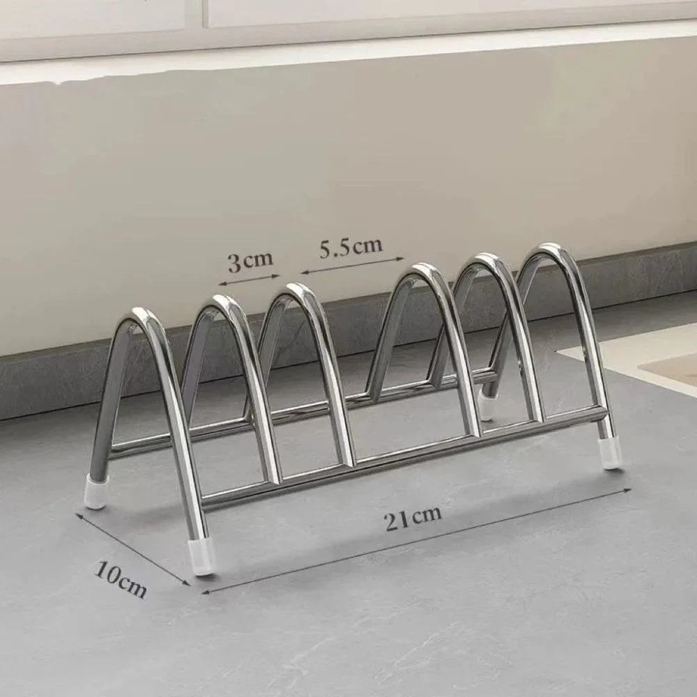 Stainless Steel Pot Lid Storage Rack Moisture-proof Rustproof Cookware Holder Space Saving Anti-slip Cutting Board Rack