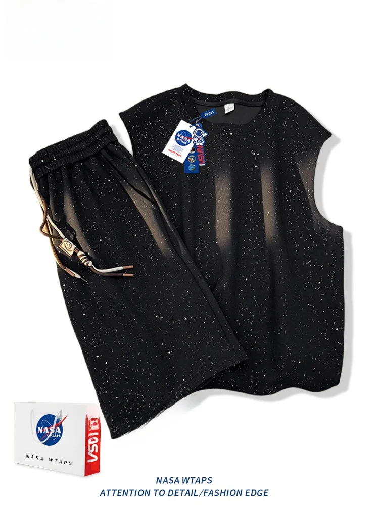 

WTAPS American Sle Ice Silk Casual Sports Set Men's Summer Loose Qui Dry Star orts Men's Set Polyester Fiber T-irt