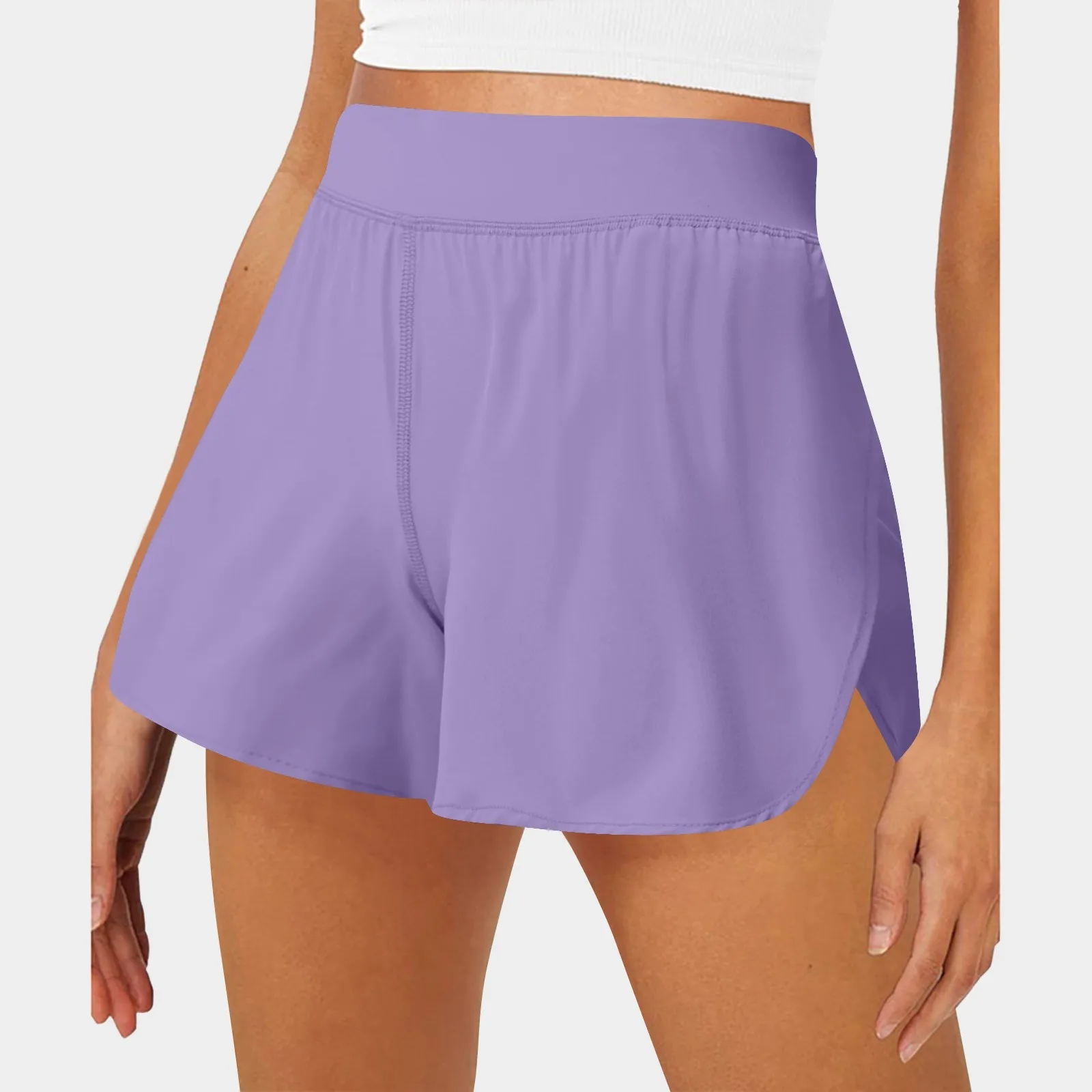 

Loose Breathable Casual Tennis Pants For Women Solid Color Running Workout Quick Dry Shorts Elastic High Waist Yoga Shorts