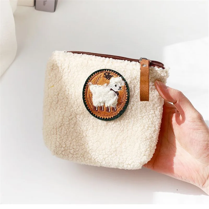 Кошельки для монетCute StyleminiTeddy, плюшевая ткань с вышивкой, ключ для хранения помады, высококачественная женская маленькая плюшевая сумка