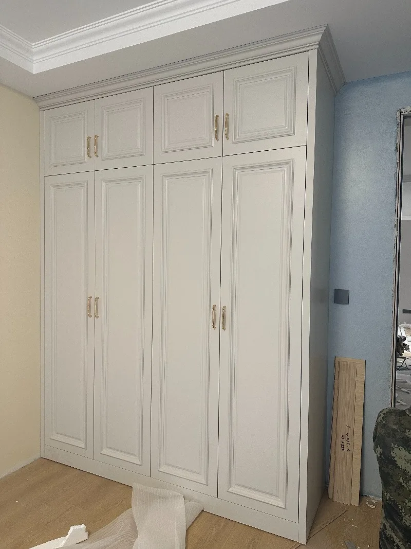 Factory Support Custom Luxury American White Wooden Open Bedroom Wardrobe with Drawers and Lockers