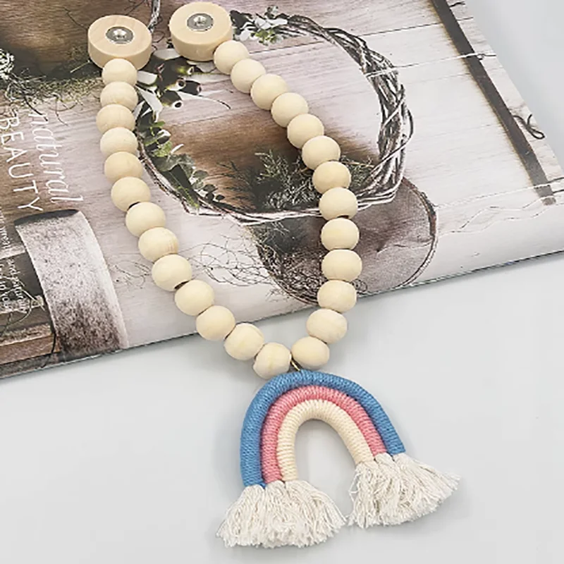 2 قطعة ستارة شرابة قوس قزح مشبك مغناطيسي خرز خشبي ياباني شخصية حزام ستارة منزلي حبل ربط مغناطيسي