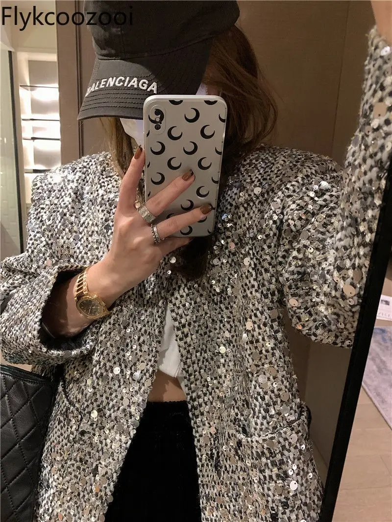 2024 New Spring and Autumn Tweed Sequin High Quality Senior Short Coat Top Roupas Femininas Estilosas Jackets for Women