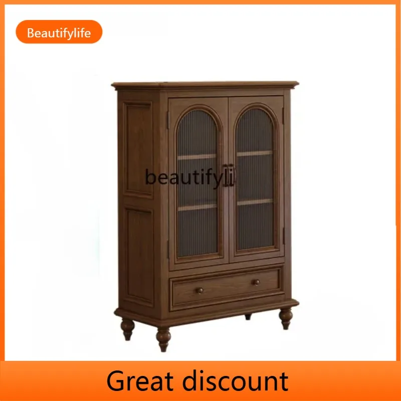 

QQ45 Американский ретро-арка из цельного дерева, винный шкаф, маленькая квартира, низкий шкаф, встроенный настенный шкафчик