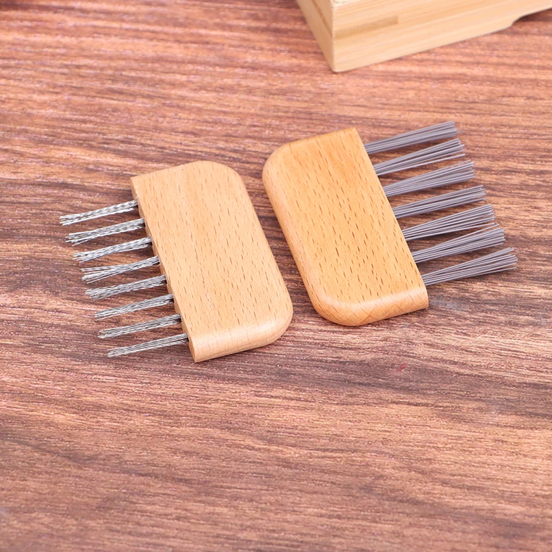 1PC Wooden Handle Comb Cleaner Delicate Cleaning Removable Hair Brush Comb Cleaner Tool Handle Embeded Tool