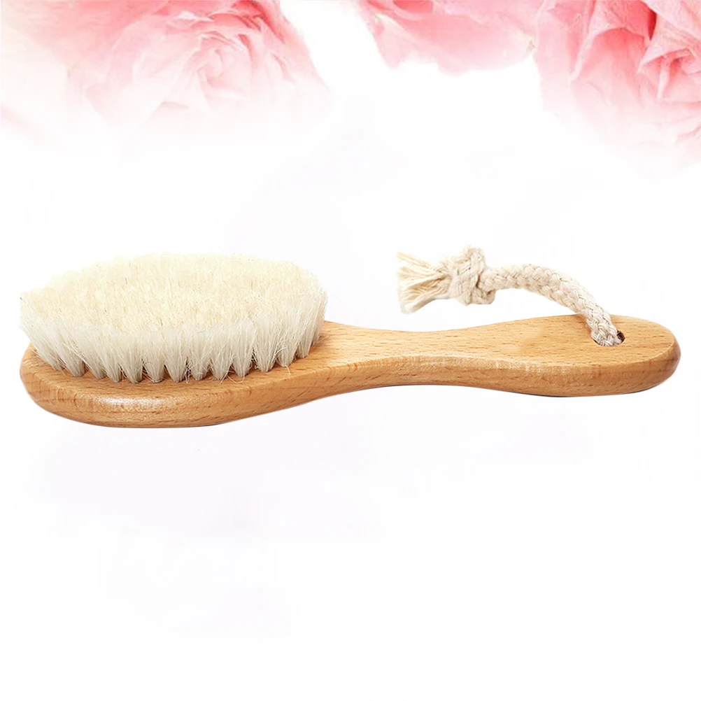

Baby Shampoo Brush Durable Comb Shower Brush Portable Scalp Massager Bath Brush for Home Infant Kid Travel (Wool + Nylon With Ha