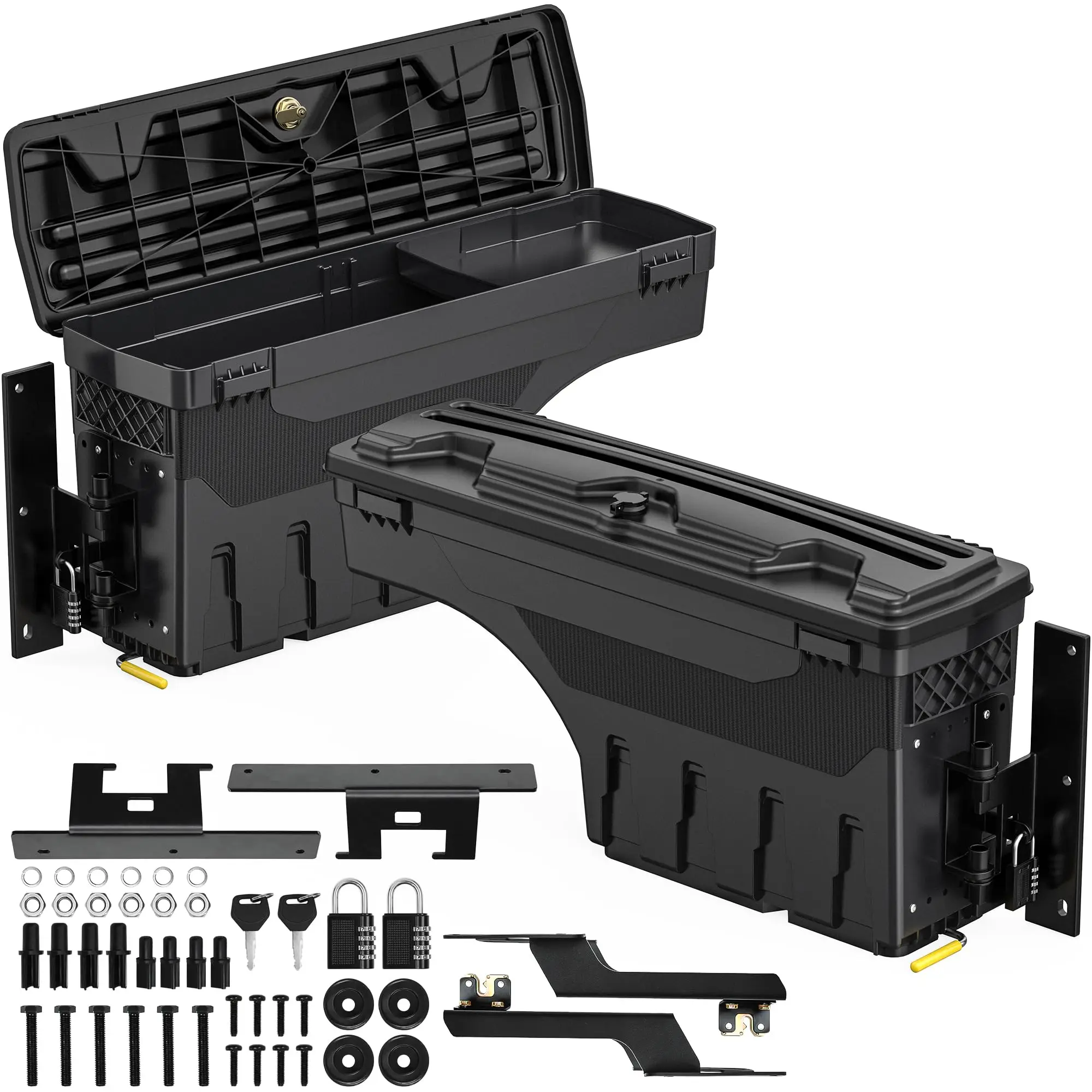 Bed Storage Tool Box Fit 2015-2026 Ford F150 Driver & Passenger Side | 180 Degree Rotation Rear Truck Tool Boxs with