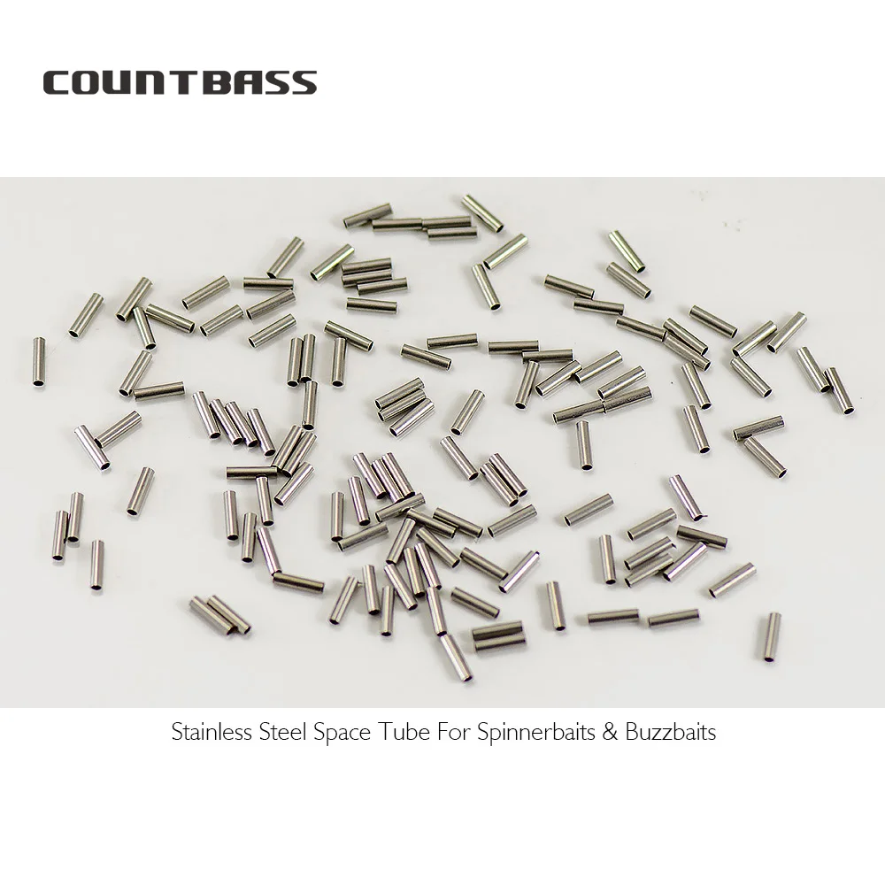 COUNTBASS 50PCS Stainless Steel Space Tube Beads Custom Spinnerbaits Buzzbaits Fishing Lures Tackle Parts Components