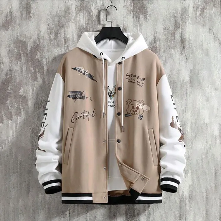 2023 New Jacket Coat Letter Printed  Wear Men Baseball Jacket Casual Long Sleeve Stand Jackets Men\'s Coats Sweatshirts Outerwear