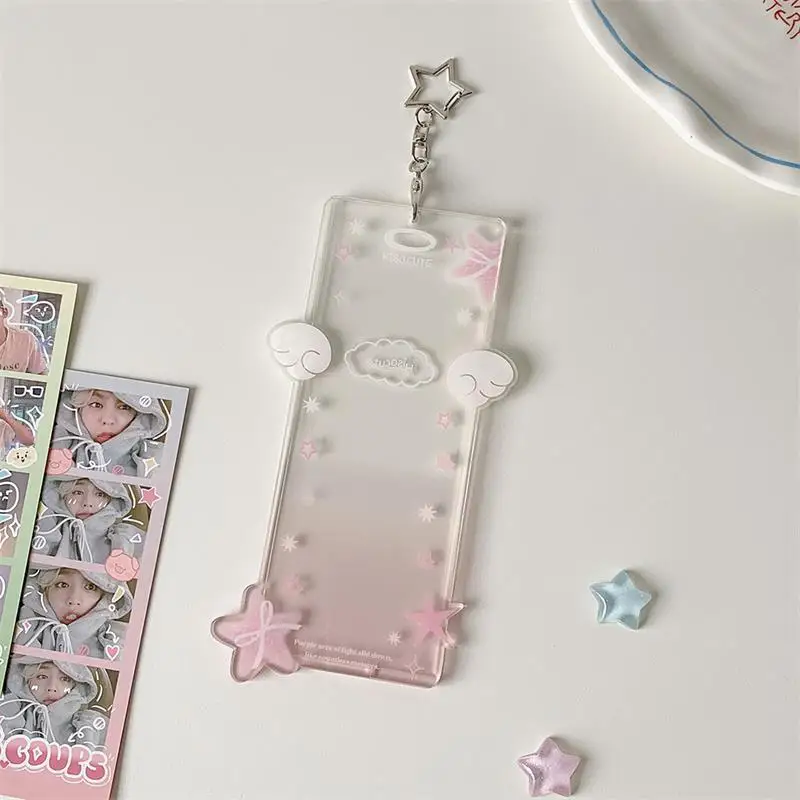 Cute Star Four-compartment Acrylic Photocard Holder Idol Photo Storage Display Protect Pendant DIY Decor Gifts