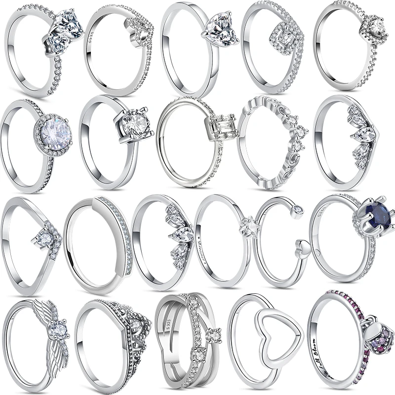 

Original Brand Women Rings 925 Sterling Silver Flowers Love Crown Zircon Sparkling Luxury Fashion Wedding Rings Fine Jewelry