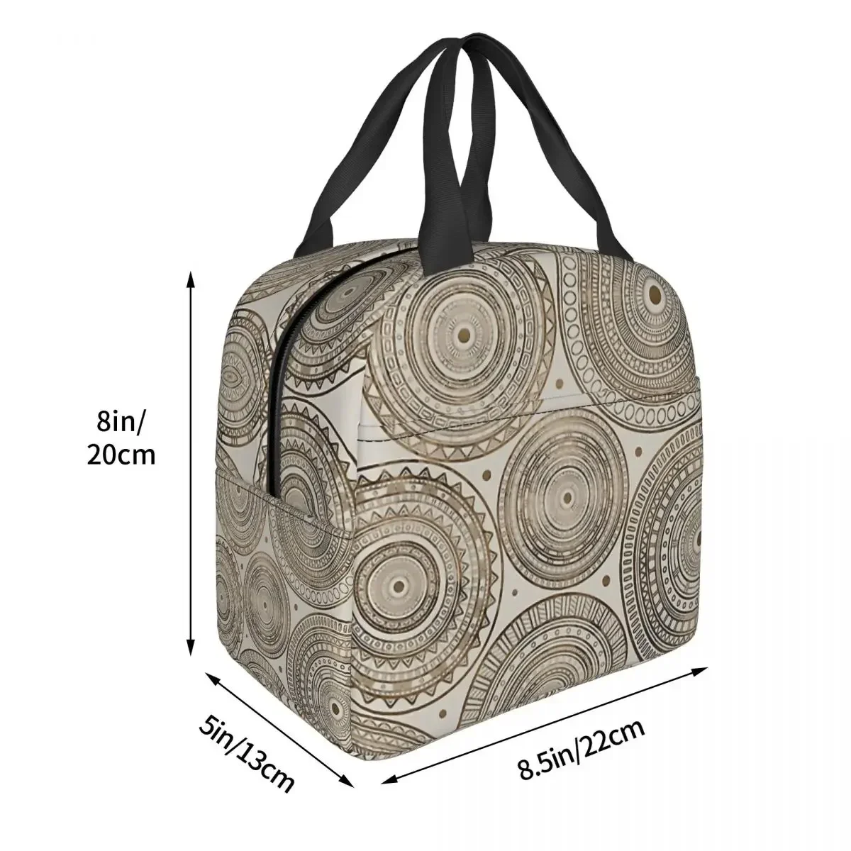 Ethnic Tribal Circular Pattern Oxford Cloth Portable Bags Egyptian Mythology School Trip Lunch Hiking Debris Cooler Food Handbag