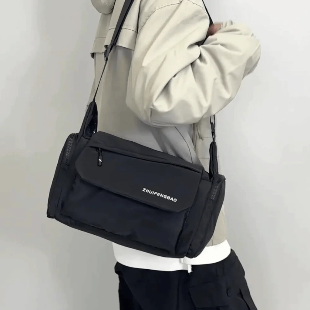 Bolso cruzado impermeable para hombre, bolsa para teléfono de gran capacidad, bolso de hombro para estudiante, negro, gris, con múltiples bolsillos, bandolera