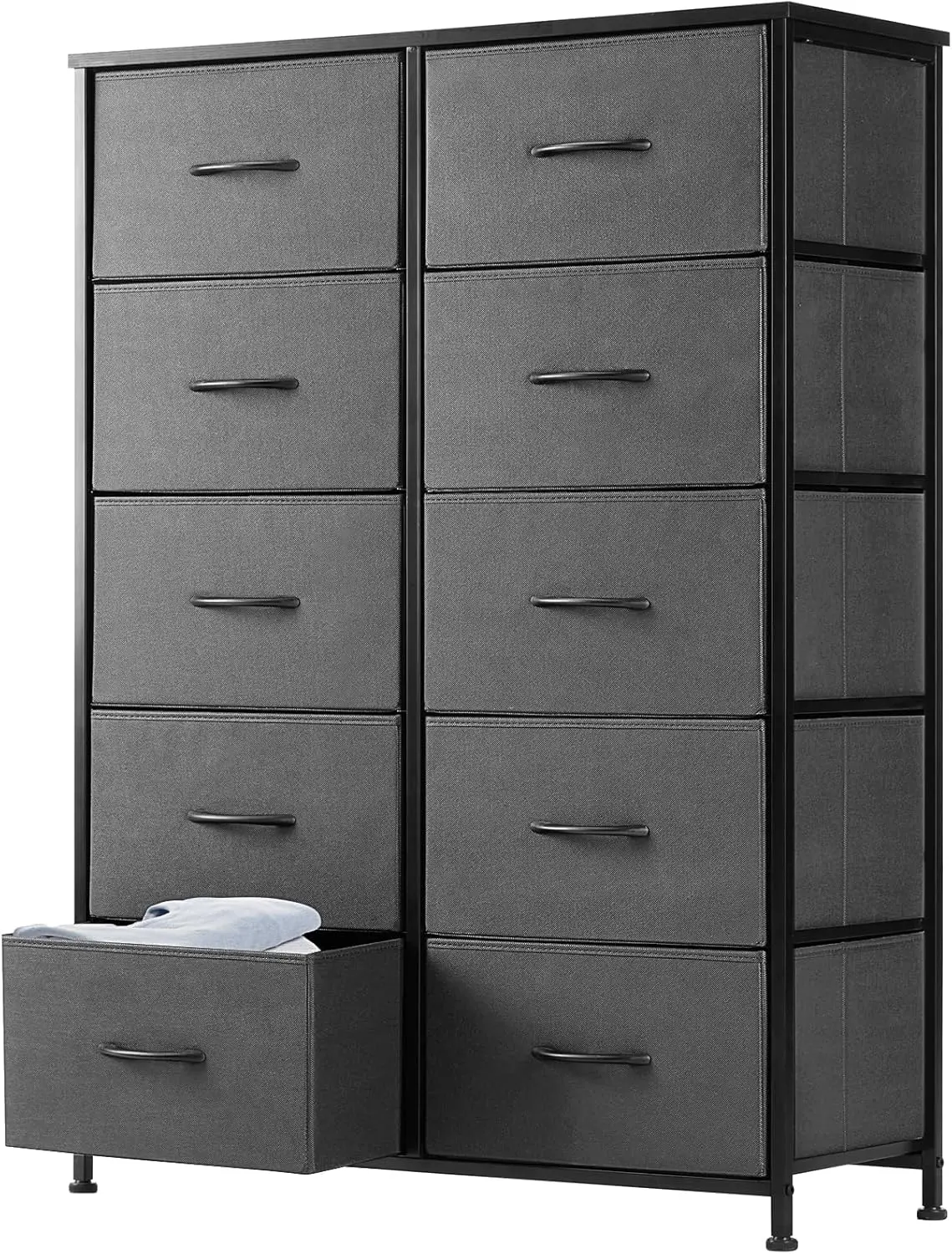 

DUMOS Dresser for Bedroom Storage Tower, Chest Fabric Bins Sturdy Metal Frame, Wood Tabletop for Kids room, Closet, Entryway, Nu