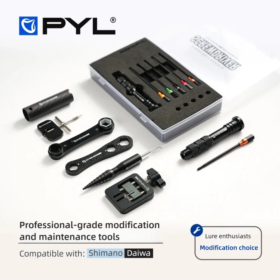 pyl-set-di-strumenti-per-la-modifica-del-mulinello-da-pesca-cacciavite-per-mulinello-da-baitcasting-dispositivo-di-rimozione-del-perno-dell'albero-corto-e-accessori-per-chiavi-in-fibra-di-carbonio