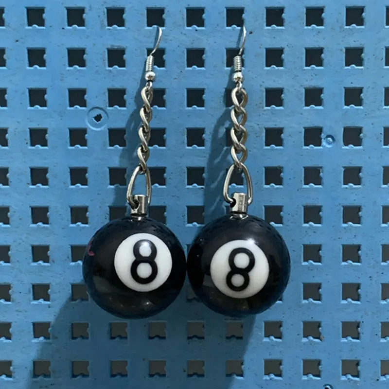 Black Billiards 8 Pendants Women's Earrings Quirky Eardrop Billiard Lovers Creative Girl Party Ornaments Gifts for Her