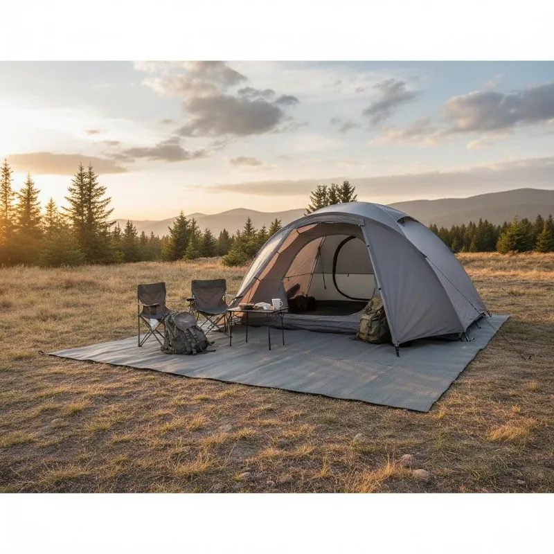Anthrazitfarbener Zeltteppich 200x300 cm, rutschfester Bodenmatte für Camping im Freien
