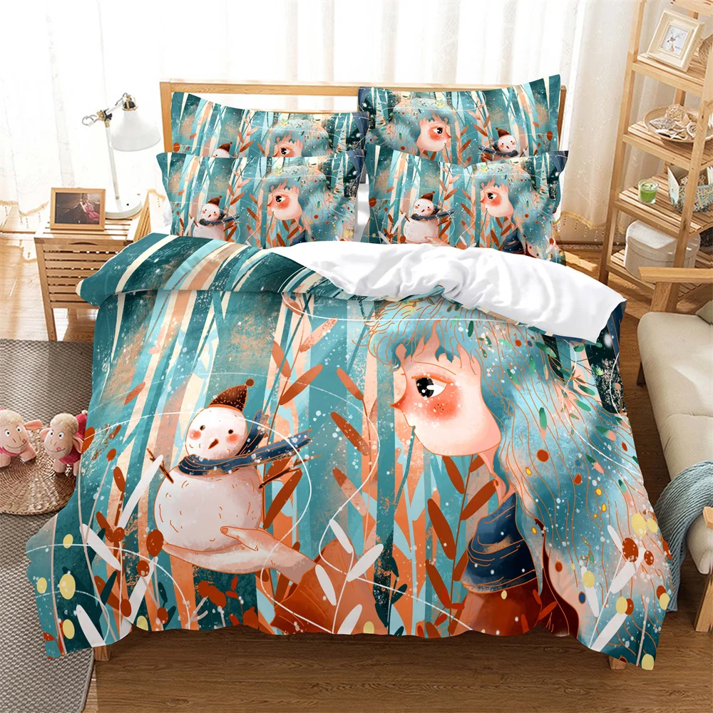 Cartoon Bedding 3-piece Digital Printing Cartoon Plain Weave Craft For North America And Europe  Bedding Set Queen