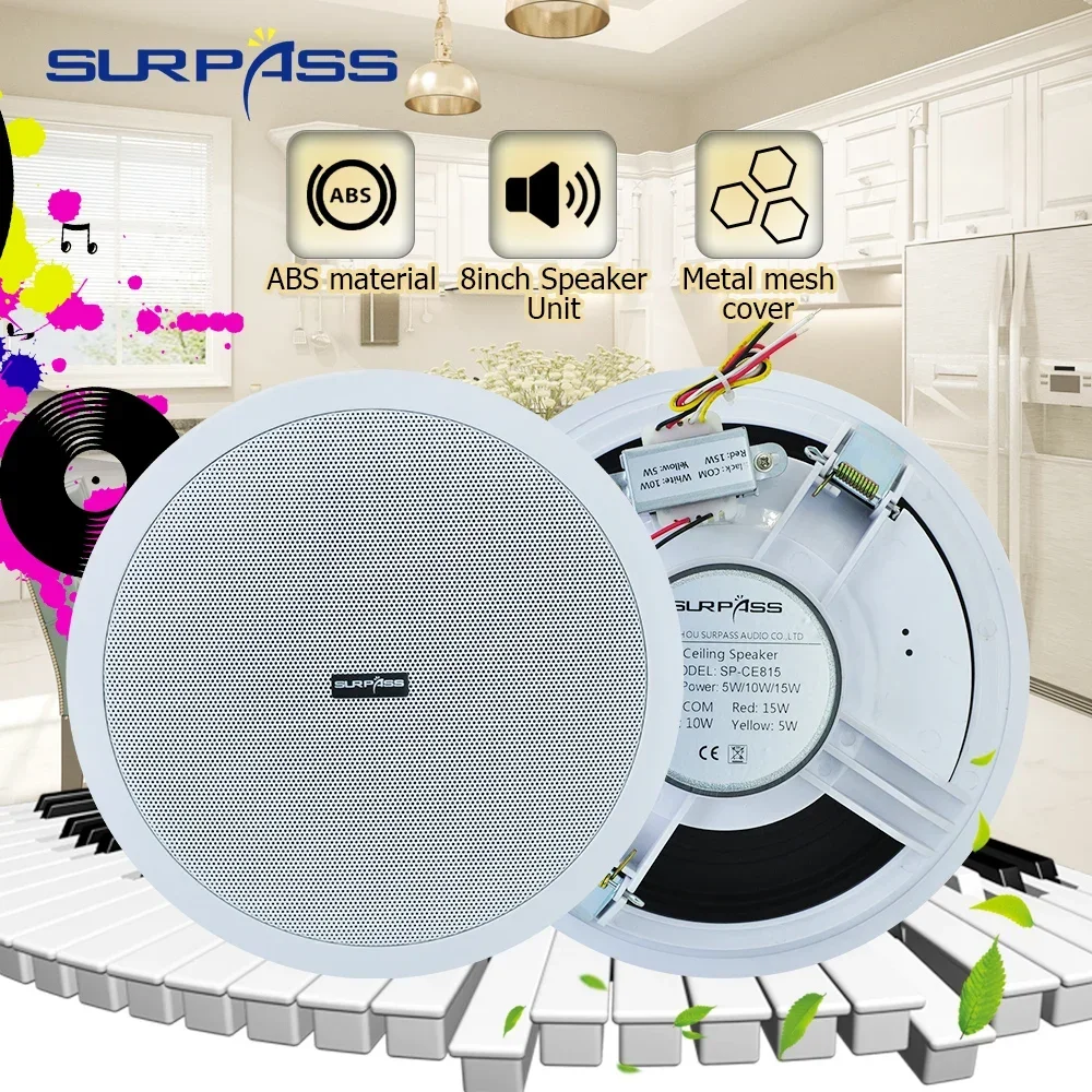 8 inch ceiling speakersPA System Speaker 70V/100V Dustproof In Speaker Recessed Passive Audio Loud speaker for OfficeCafe School