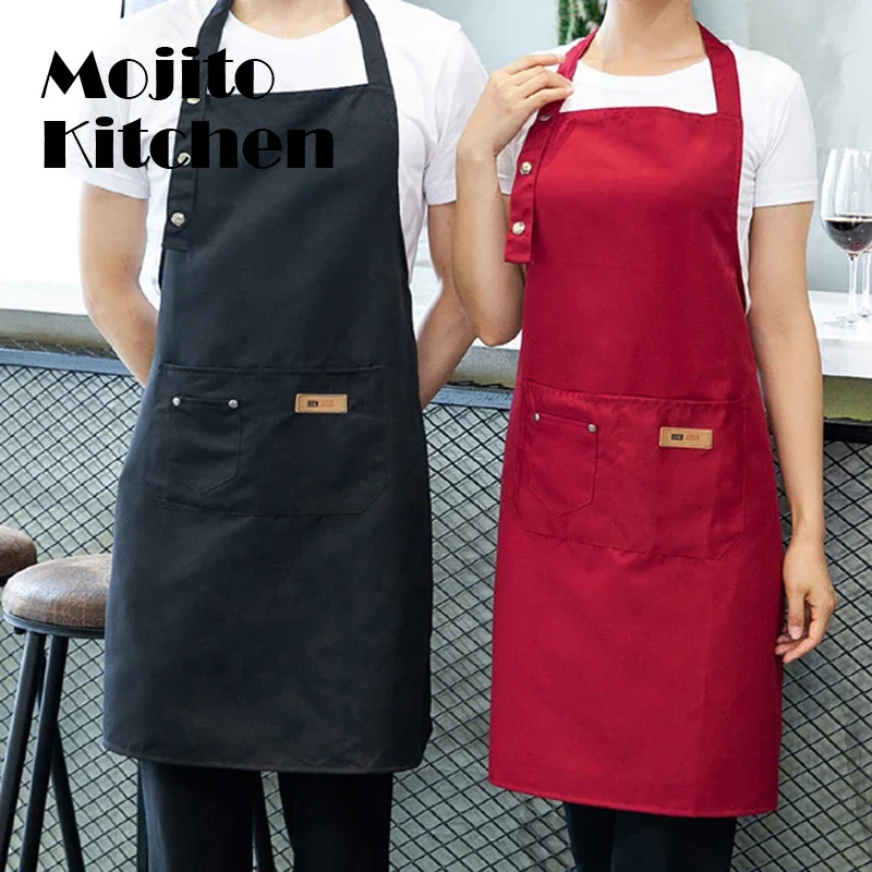 1 Pcs Waterproof Apron Woman\'s Solid Color Cooking Men Chef Waiter Cafe Shop Barbecue Barber Bib Kitchen Accessories