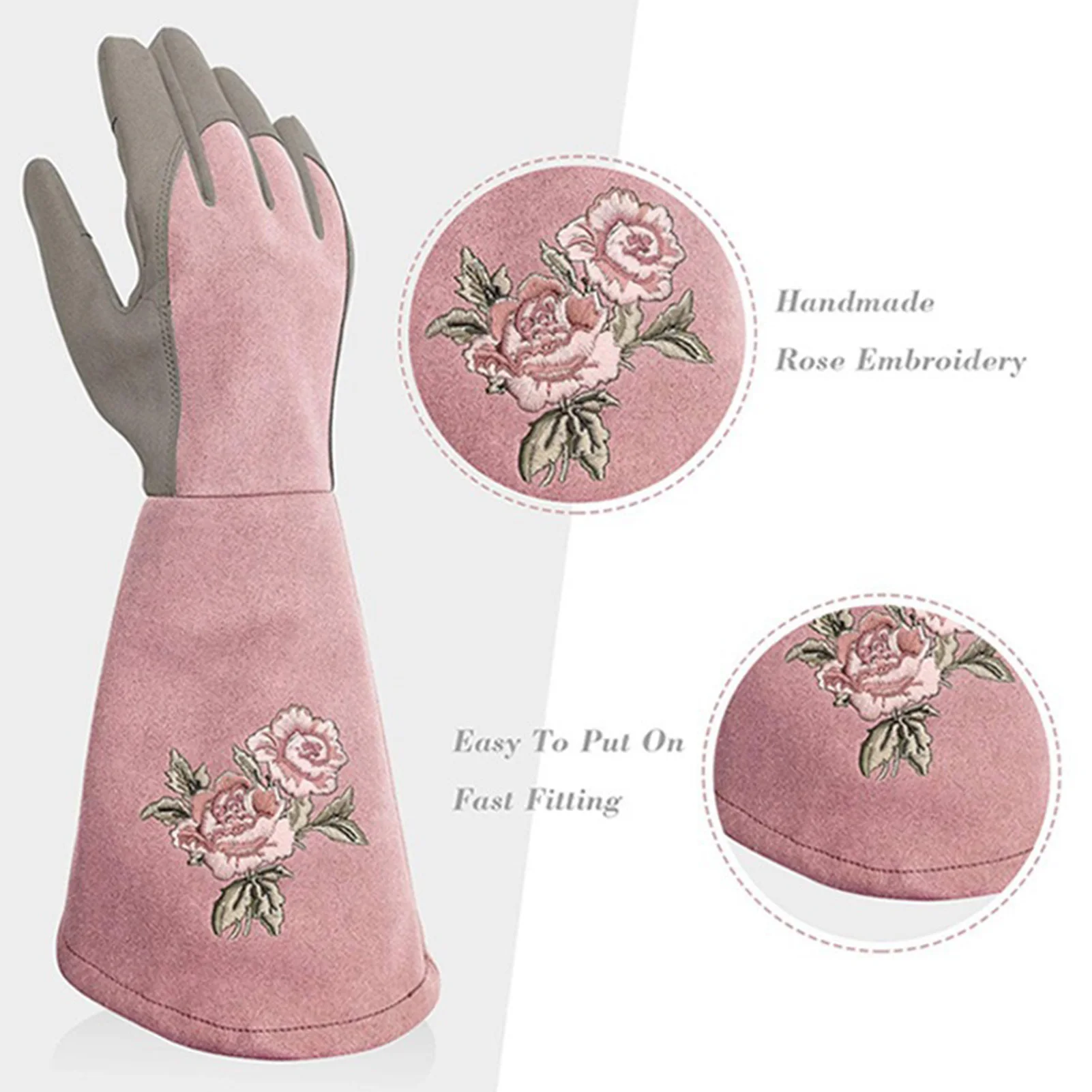 1 Pair Gardening Gloves Cowhide Leather for Yard Work Thorn Proof Rose Pruning Long Sleeve Anti Slip Women's