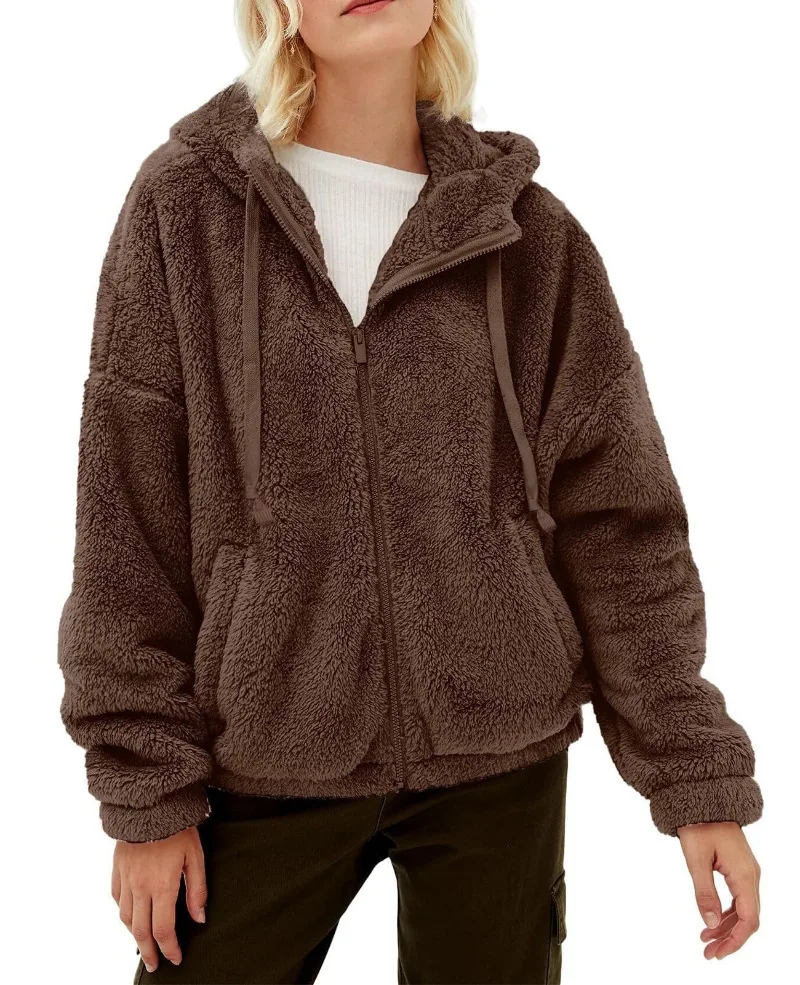 Herbst/winter faux pelzmantel frauen mode wärme weichen plus samt dicke zipper lamm pelzmantel flauschigen komfortable lose mantel frauen