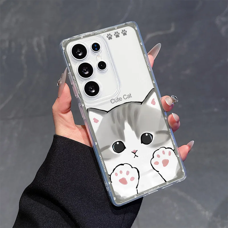 Süße schöne Katze transparente Handyhülle für iPhone 17 16 15 14 13 12 Pro Max Mini 11 XR SE XS 8 7 Plus Air ProMax Cover – Detail 2