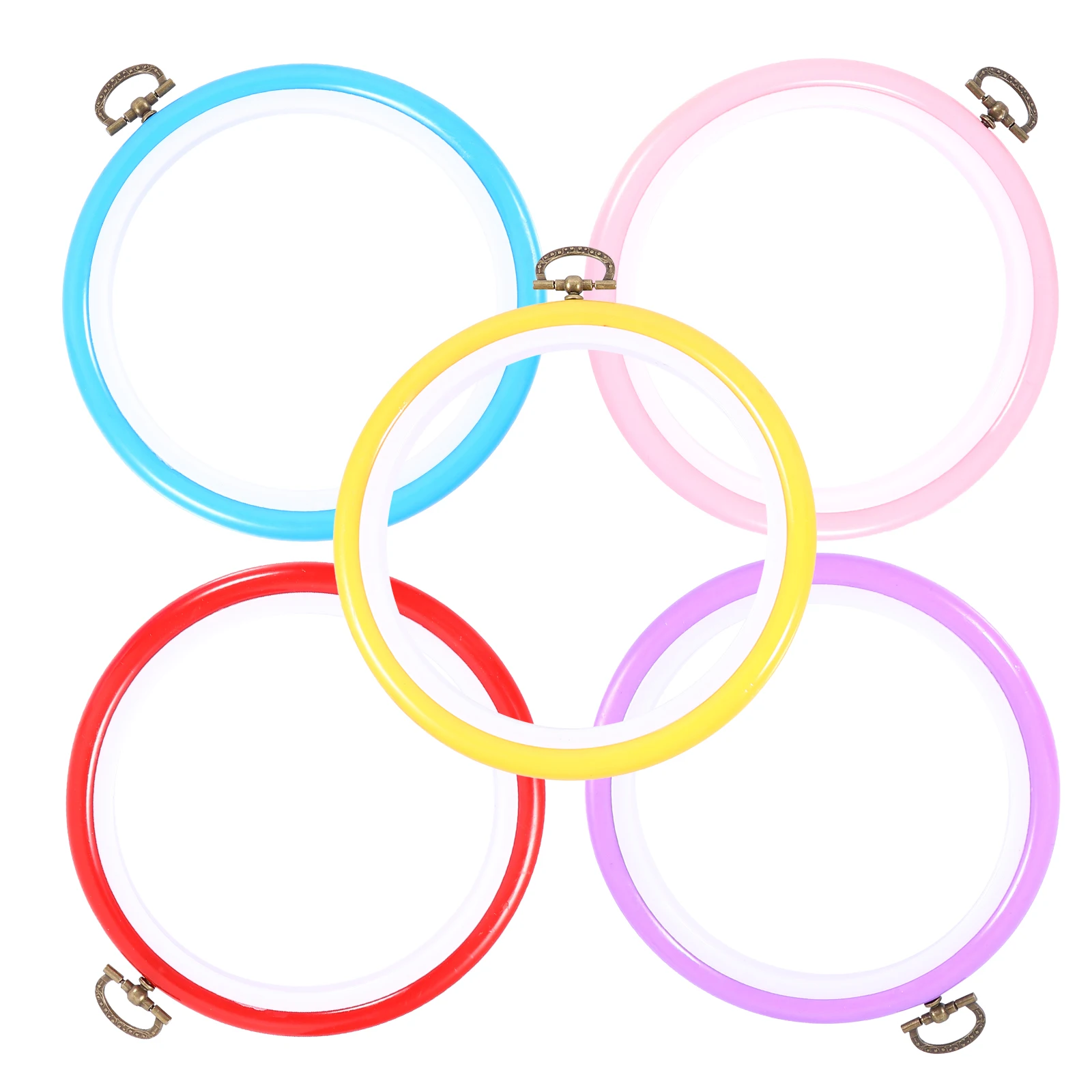 

5 Pcs 17cm Round Embroidery Hoops Plastic Cross Stitch Rings Smooth Surface Ideal for Needlework Quilting Craft Projects