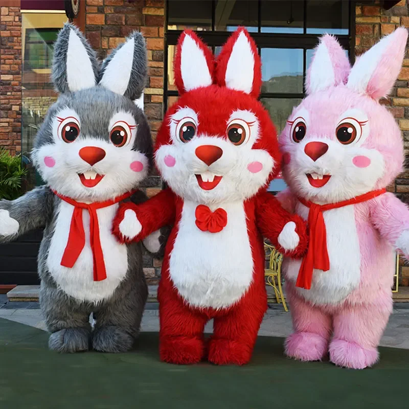 

Air Inflatable Rabbit Mascot Furry Bunny Mascot Costume Adult Halloween Cosplay Costumes low Up Fur Suit Inflatable Costume