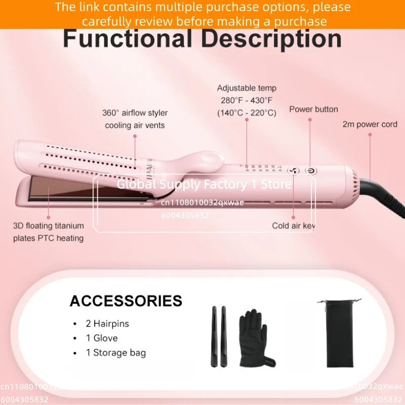 

P-118 2 in 1 Hair Straightener Curler Wet & Dry Use Professional Ceramic Flat Iron Curling Wand Portable Styling Tool