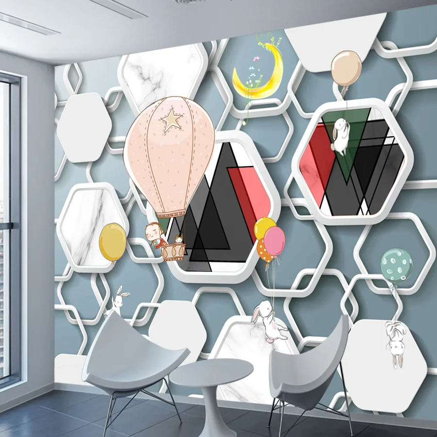 Modern Custom Peel and Stick Vinyl Wallpaper Contact Paper Wall Panel for Living Room Furniture Renovation Flower Geometry Mural