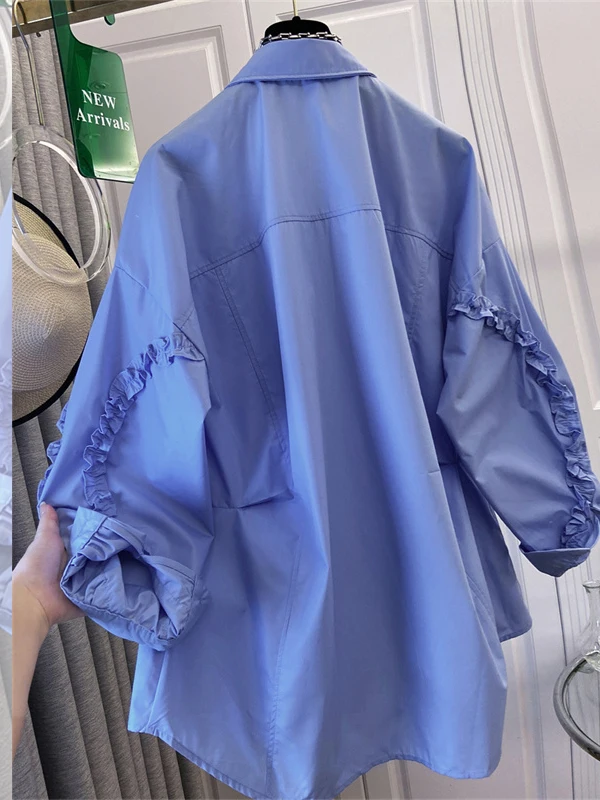 فضفاضة تناسب طويلة Sve irt المرأة قسط يشعر الخشب آين لصق Svel irt عارضة Sle لون نقي عارضة المشهد #4