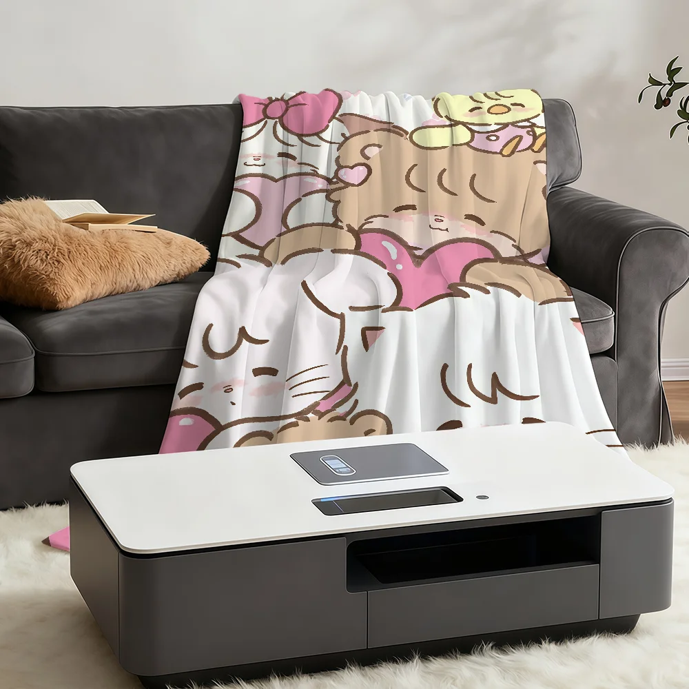 Blanket Throw Cat Super Cosy Plush Living Room Carton Sofa Couch Kawai Childish M-MikkoS-ES Birthday Gifts
