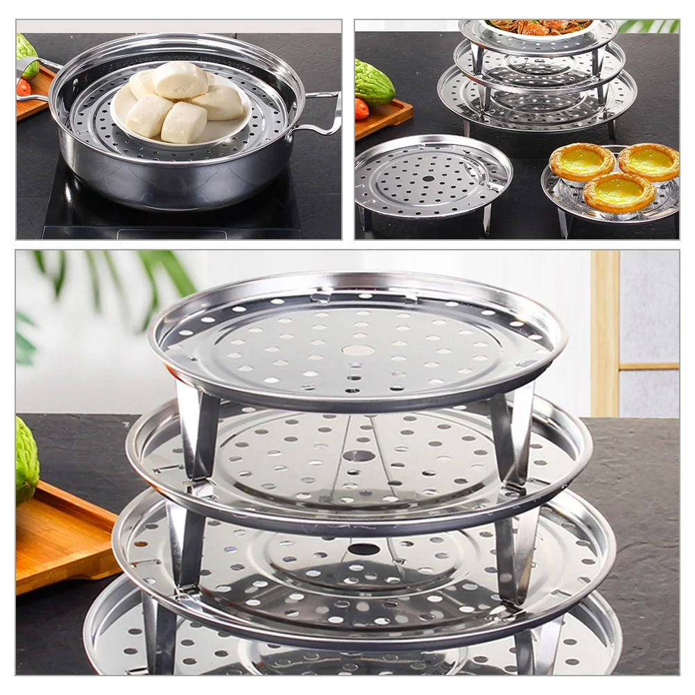 Vegetable Steamer Basket Pot Steaming Plate Stainless Steel Rack Tamale Baskets for Cooking Silver Metal Hair