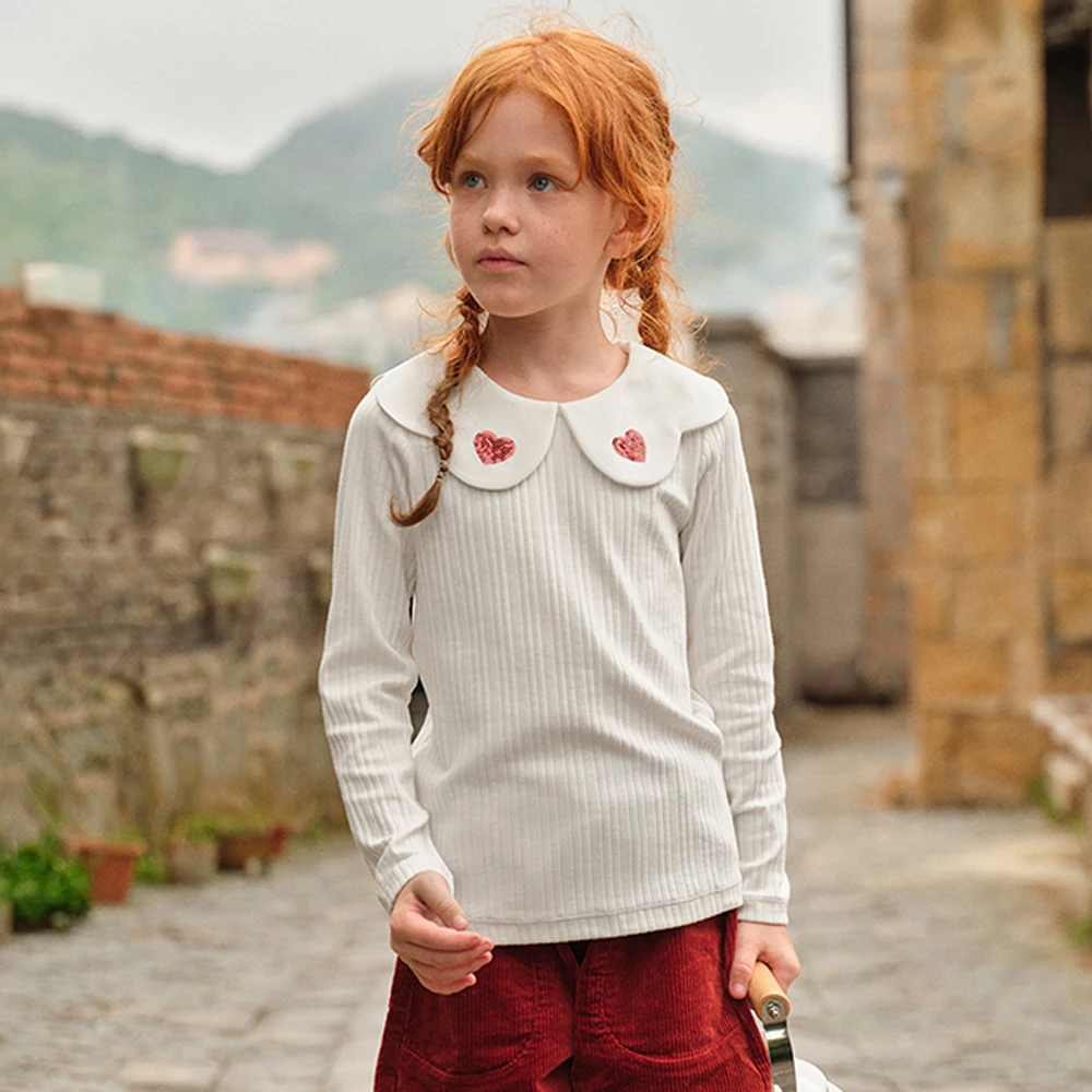 Dave Bella Grils Long Sleeve T-Shirt Kids Solid Autumn Spring T-shirt Tops Baby Cotton Casual Outdoor Clothes DK3252660