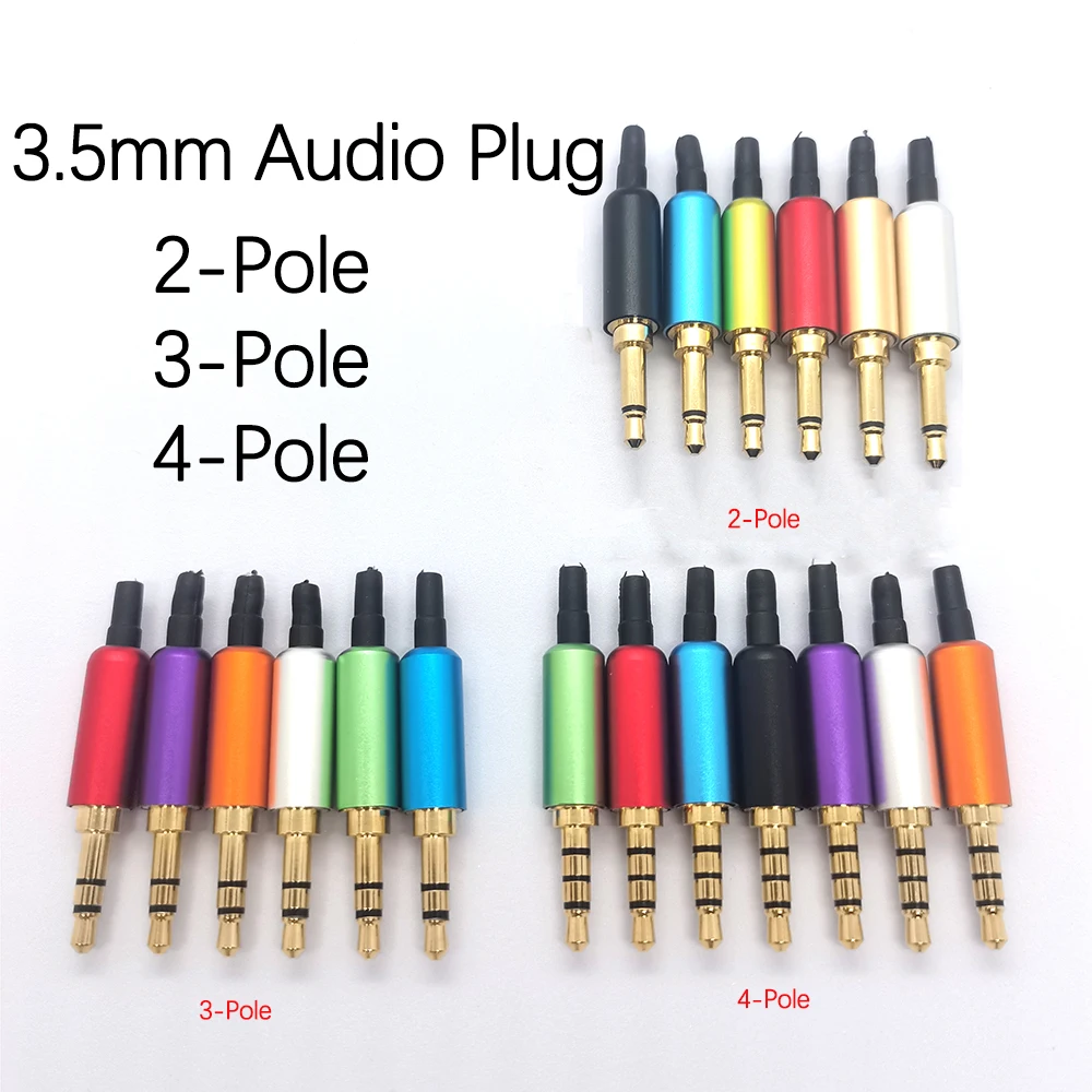 

1‌PC 2-Pole 3-Pole 4-Pole Audio Plugs 3.5mm TRRS Audio Plug Gold-Plated Headphone Connectors for Stereo/Mic Signal Transmission