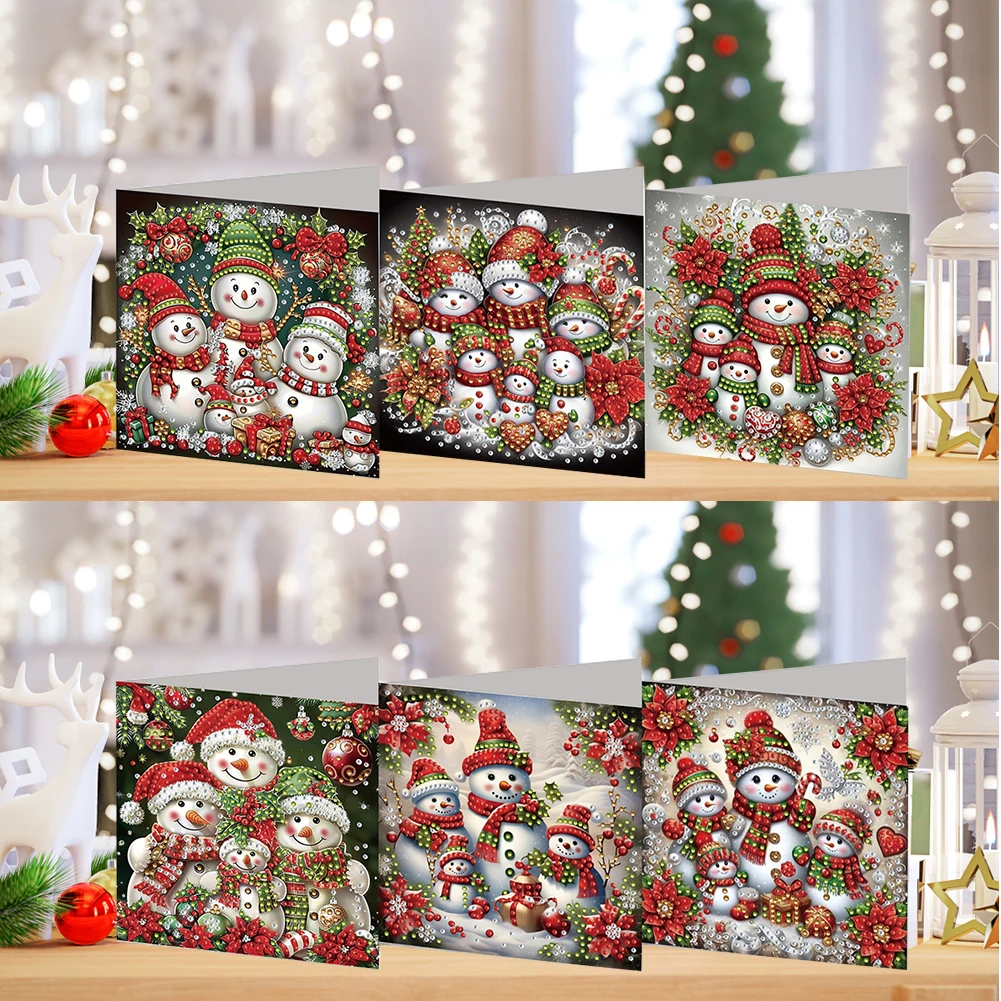 

6Pcs Snowman DIY Diamond Painting Greeting Card Set with Envelopes Crystal Painting Art Greeting Cards for Beginner Adult Holiday Gifts