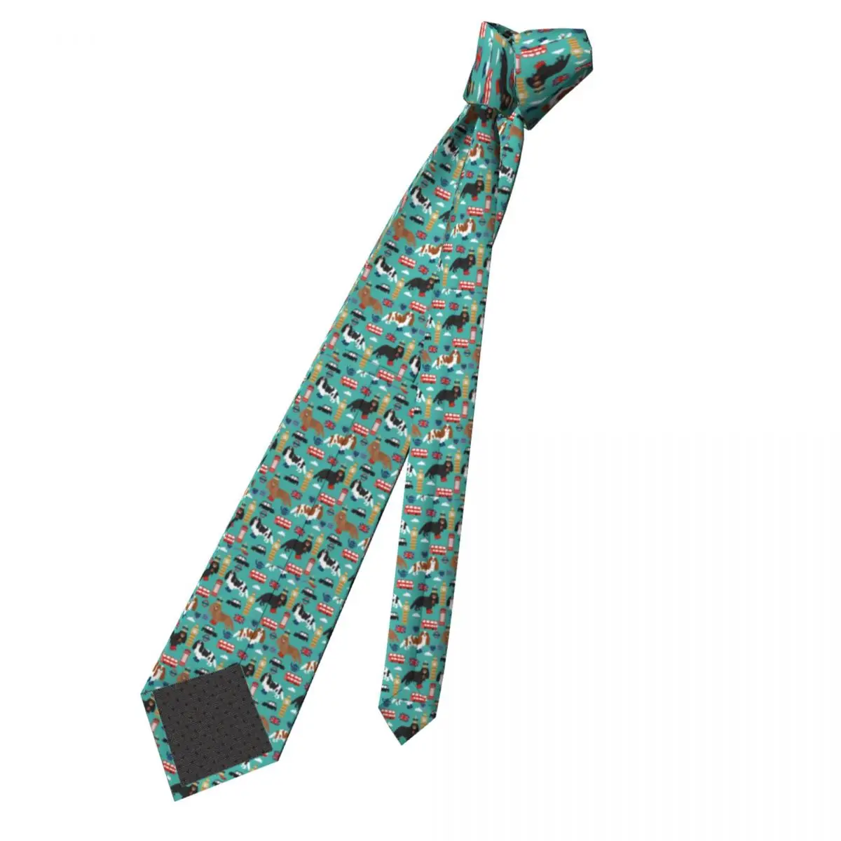 Customized Cavalier King Charles Spaniel In London Ties Men Fashion Pet Dog Silk Wedding Necktie