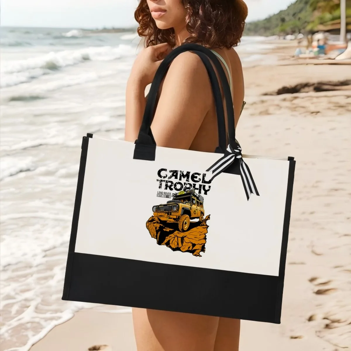 

TRORHY 2026 Новое поступление, модная практичная просторная многоразовая большая сумка с узором и принтом, 2-цветная сверхмощная большая сумка на плечо для