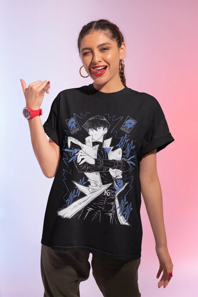 T-shirt Seto Kaiba avec yeux bleus et dragon blanc, Yu Gi Oh, YuGiOh