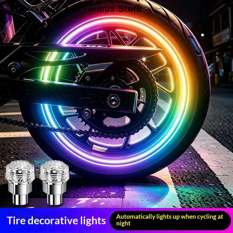 【MO】2/4Pcs Tire Valve Cap Light LED Wheel Valve Stem Lamp Flash Wheel Decor Light For Motorcycle Electric Bike Car Decoration