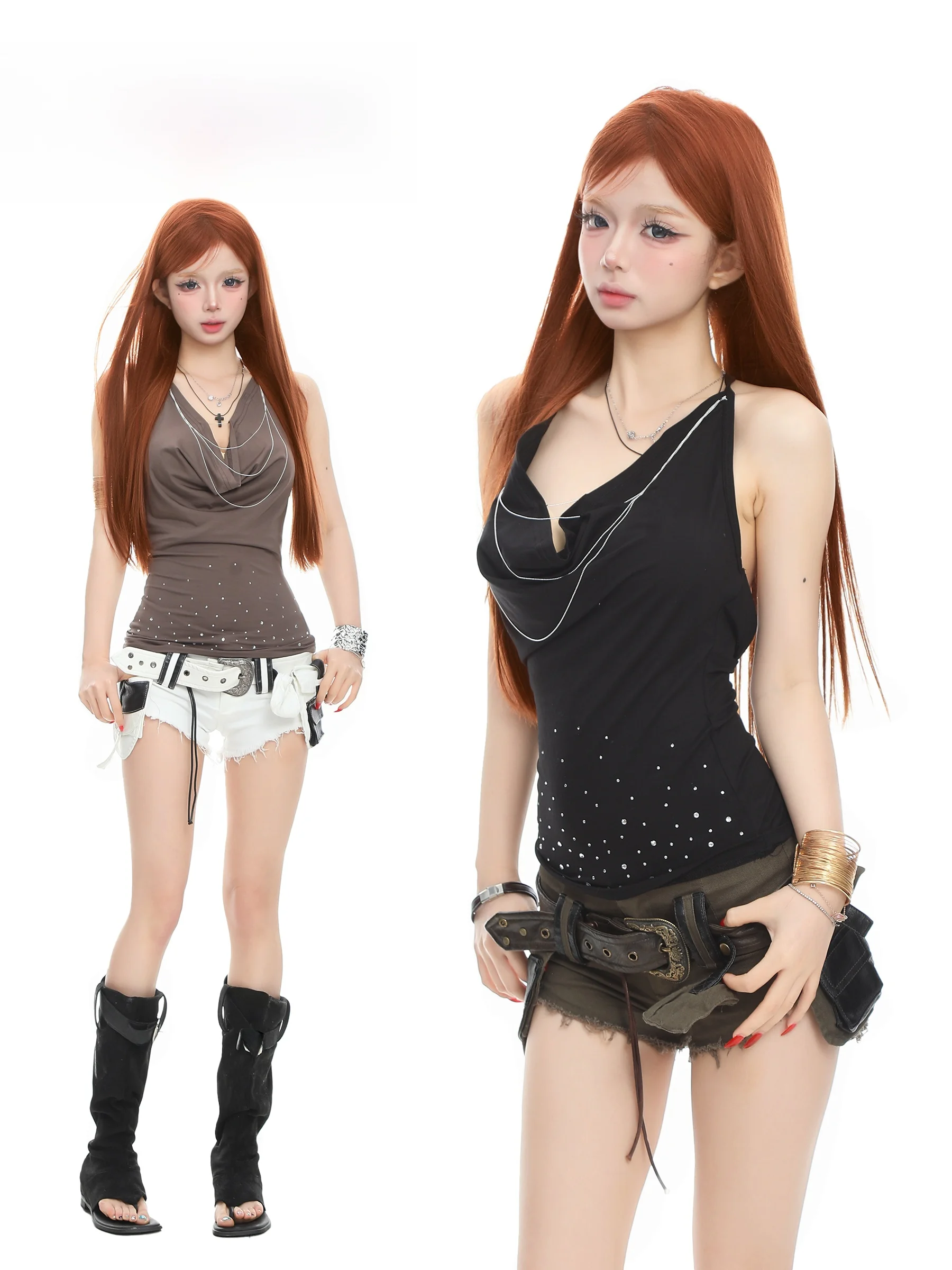 BASTERDS Sexy Strapless Neck Hanging Vest Women Summer Design Spicy Girl  Back Top Pure Desire Style Elastic Fit