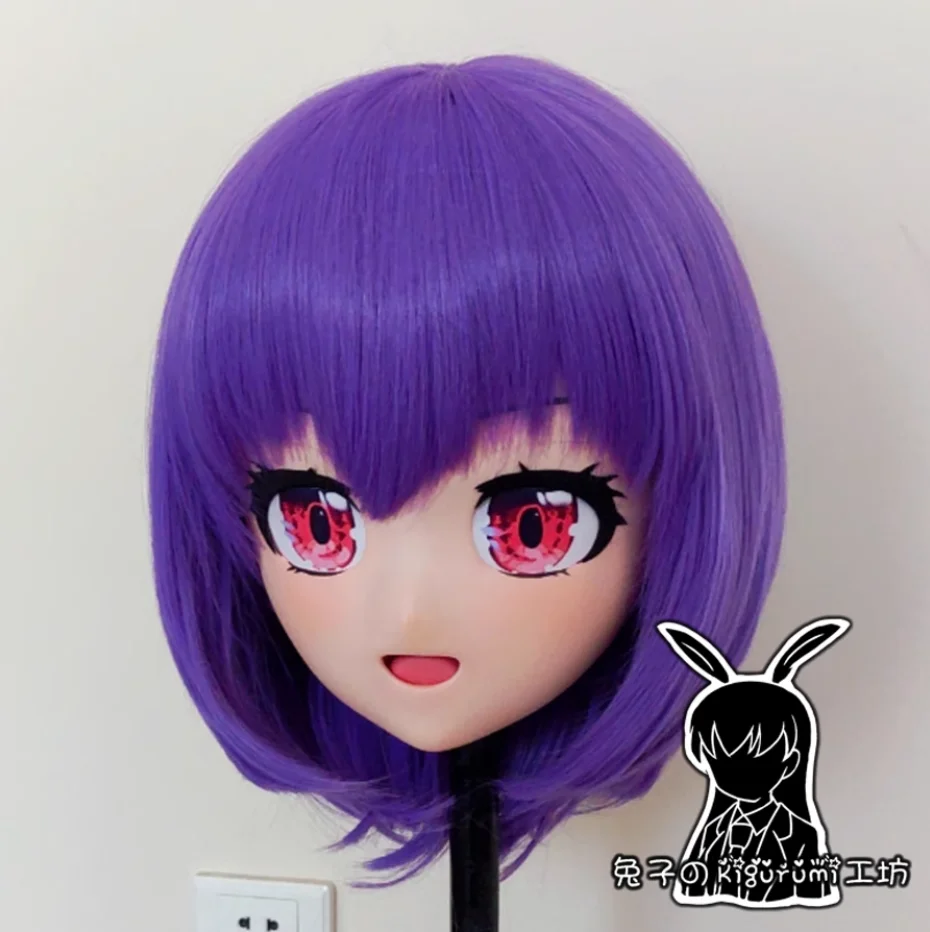 (RB2437) Personalizza la testa piena di qualità fatta a mano femminile/ragazza in resina anime giapponese personaggio dei cartoni animati Kig Cosplay Kigurumi maschera