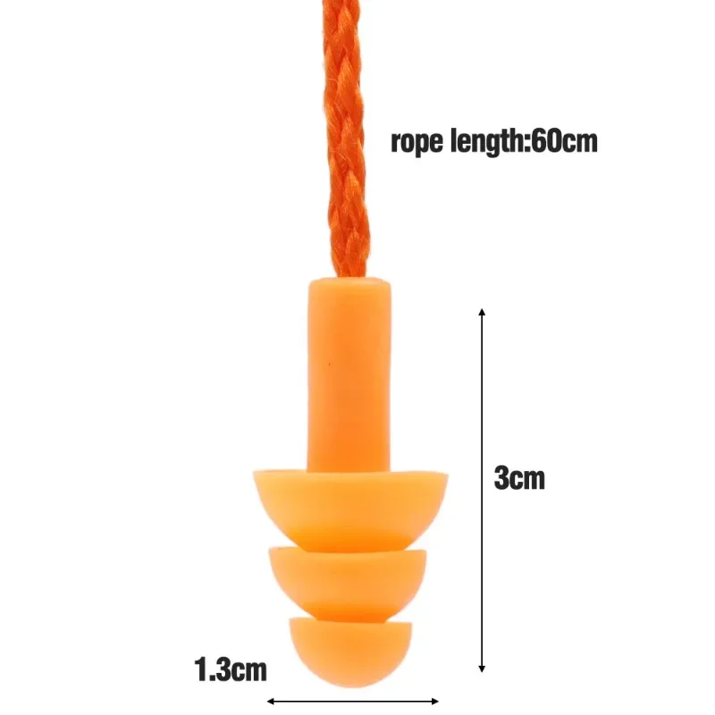 سدادات أذن بسلك سيليكون ناعمة مضادة للضوضاء ، سدادة أذن قابلة لإعادة الاستخدام بحبل ، حماية للسمع ، مقاومة للماء ، ضد الضياع ، السباحة
