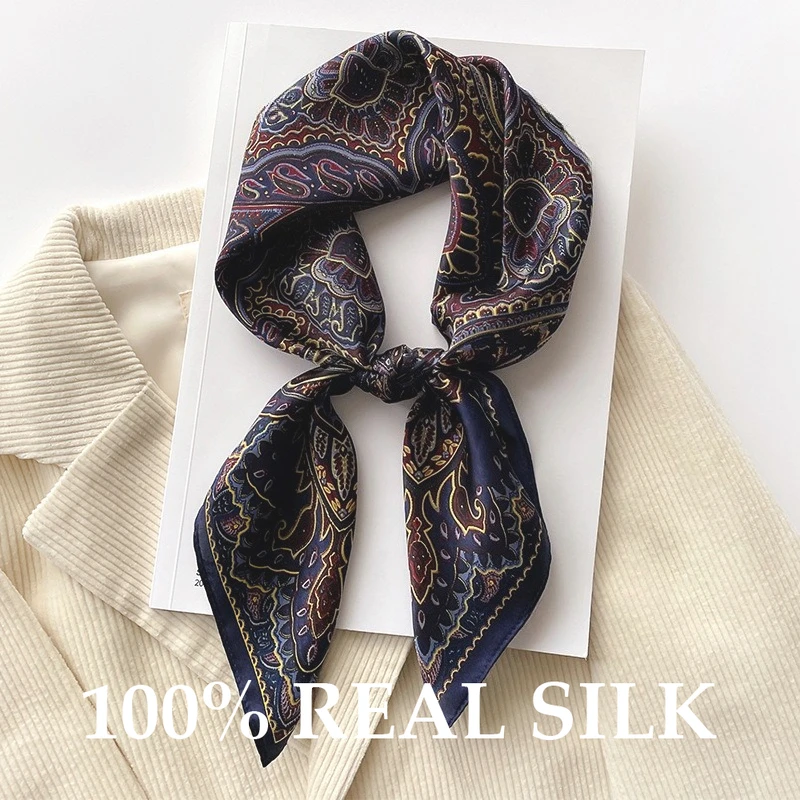

New Luxury Fashion 100% Pure Silk Scarf Women Neck Foulard Square Headband Scarves Bandana Hijab Poncho Scarves Pashmina Bufanda