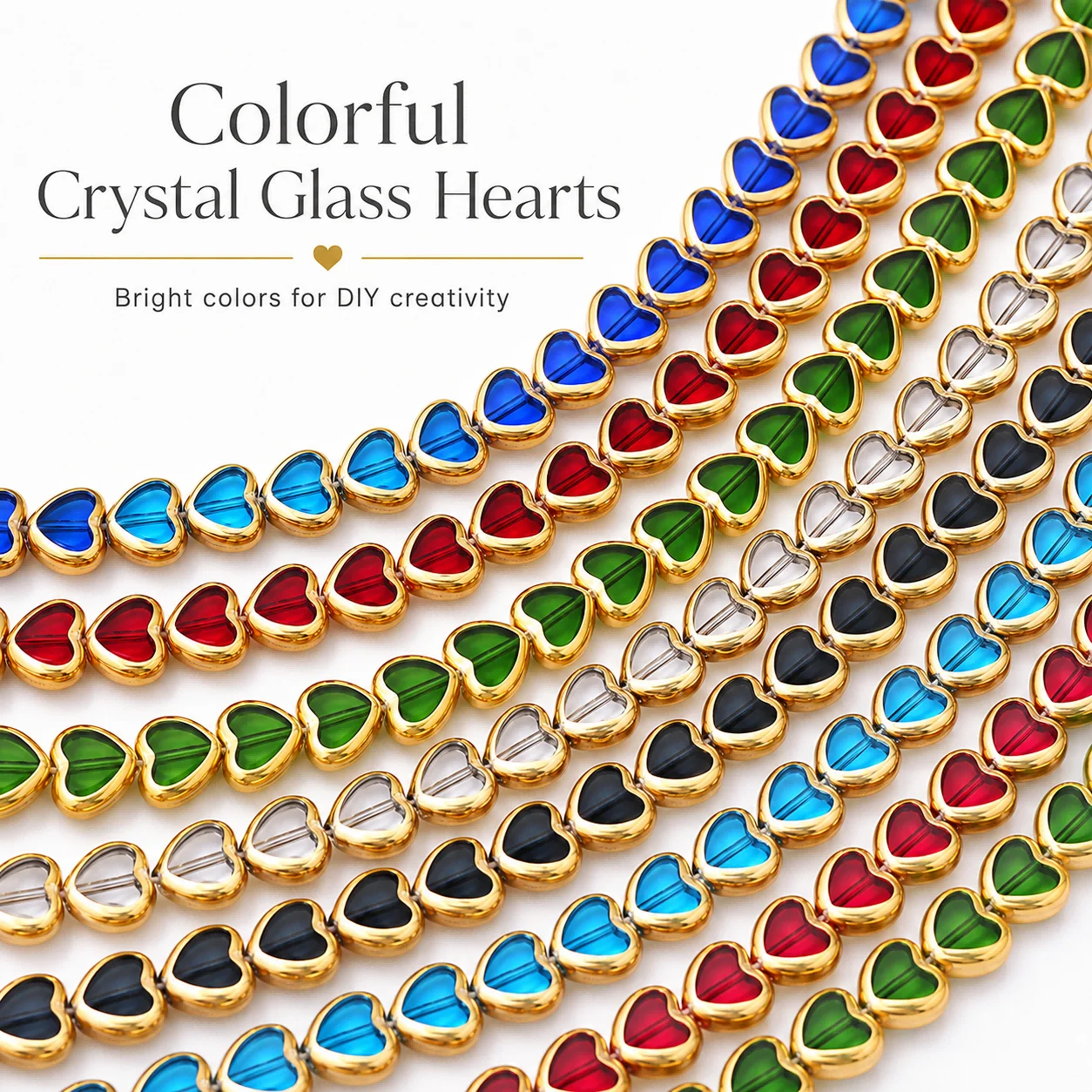 6-8mm 14-16pcs Glass Heart-Shaped Large Crystal Multicolor Handmade DIY Jewelry Beads Loose Bead Bracelets Necklaces Accessories