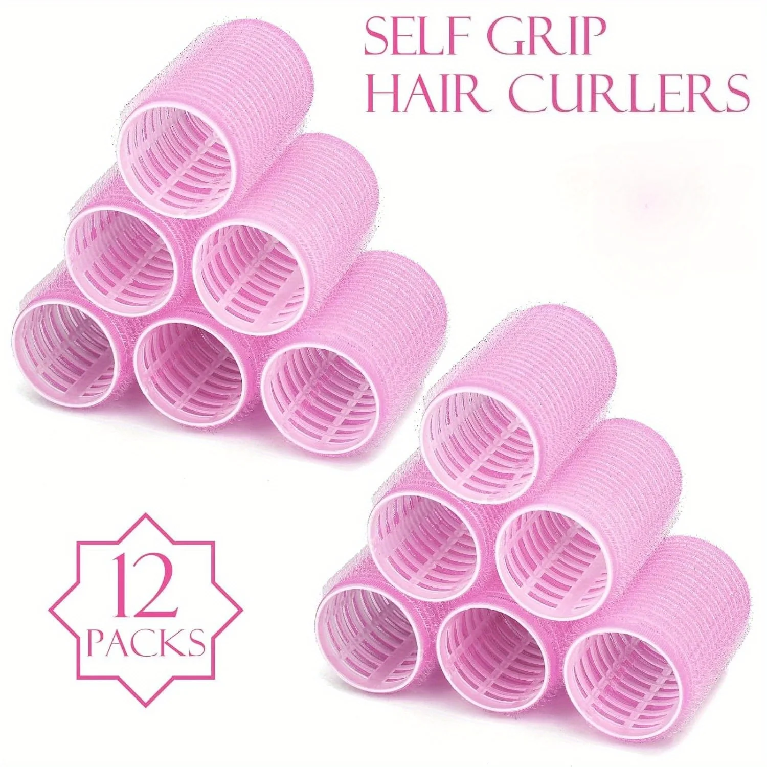 

Hair Curlers Rollers, 12Pcs Hair Rollers Hair Curlers Self Grip Holding Rollers with 12 Pcs Hair Clips for Long Medium Short Thi